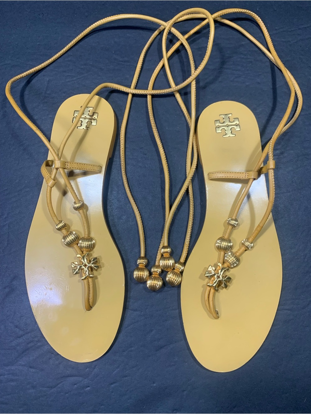 Tory Burch Woman’s Tan Flat Lace Up Scandal Shoe Size- 8.5